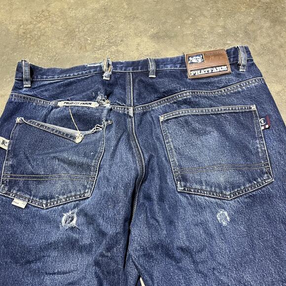 Vintage Y2k Phat Farm Dark Wash Loose Fit Baggy Jeans 38x32 - Picture 4 of 5